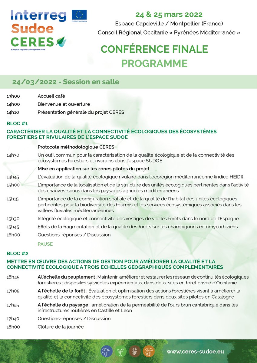 FORESPIR_'s tweet photo. Le #projet CERES 🌳
Rendez-vous pour le séminaire final de restitution :
🗓️ 24 & 25 mars 2022
📍 Espace Capdeville - Hôtel de la région Occitanie
417 Rue Samuel Morse, 34 000 Montpellier
➡️ Programme https://t.co/2rhk7Fp85P
➡️Plus d'info https://t.co/NX0T5drBnC
#FORESPIR https://t.co/lTJe0IGwnR