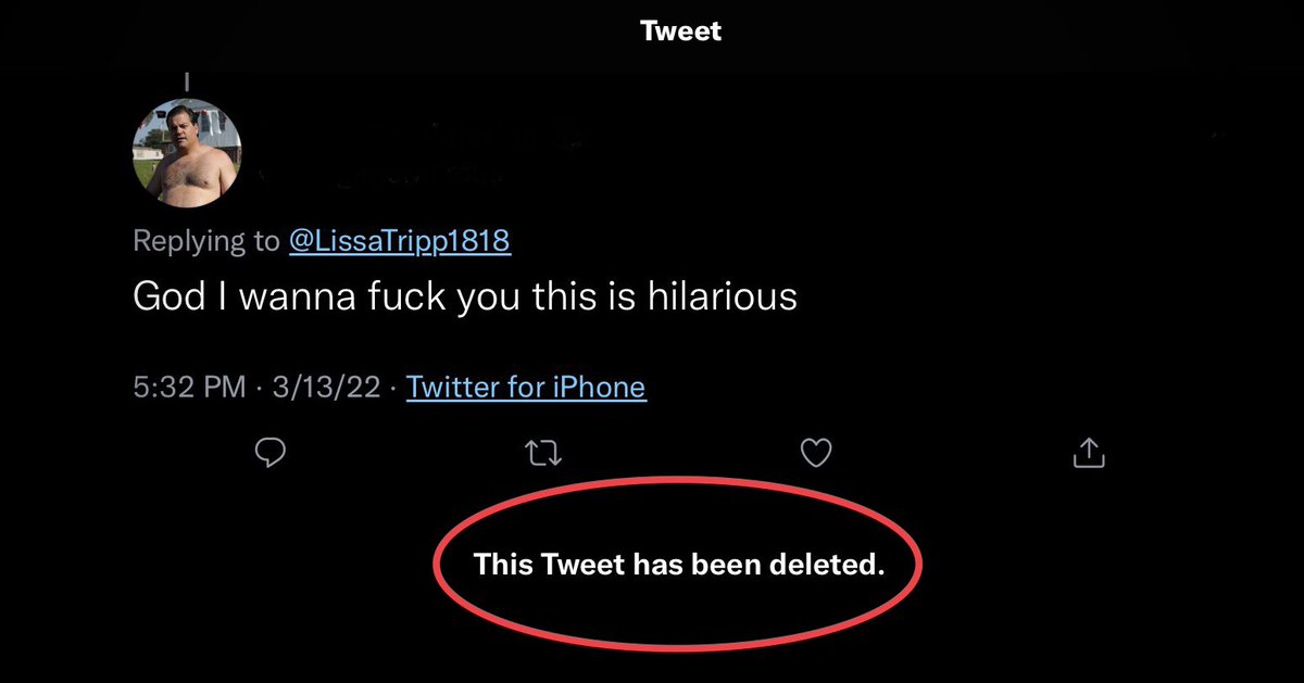LissaTripp1818's tweet photo. Looks like someone forgot that screenshots exist ๐คก๐คฆ๐ผโโ๏ธ๐คฎ #InternetIsForever #YouDummy #Gross #IJustThrewUpInMyMouth #ThisIsntACompliment #WhyAreMen #SideNote #GetSomePunctuation #KindaSoundsLikeYouWantToFuckGod #SheWouldTotallySayNo #IfSheActuallyExisted #JustSaying https://t.co/phqZDI8hyw