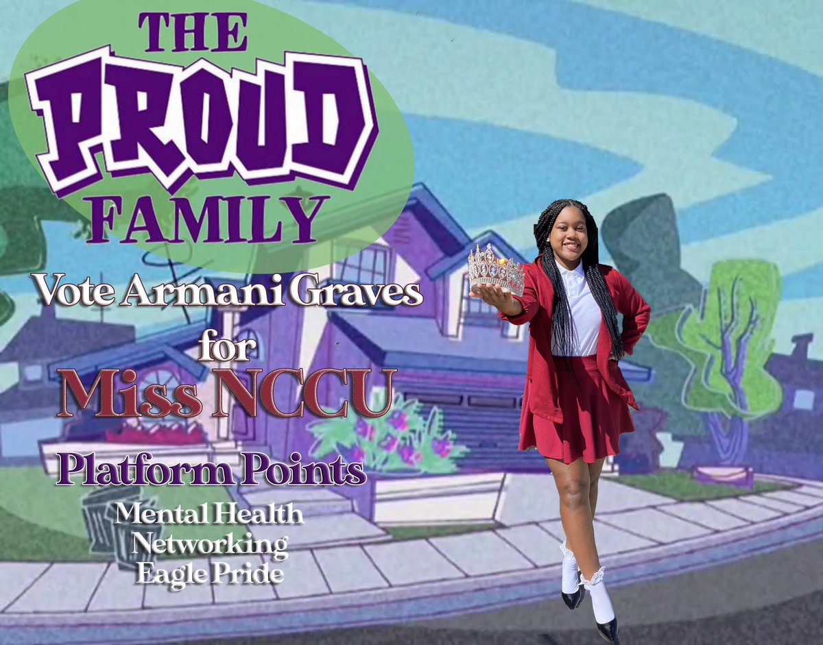 armanityahnee's tweet photo. Greetings Eagles, I am Armani Graves, a Junior Elementary Education student with a concentration in History from Burlington, NC, vying to be Your 80th Miss North Carolina Central University. Standing on the platform The Proud Family. ❤️ Vote Armani Graves on Engage March 21st🦅 https://t.co/1Ga4NnlWgi