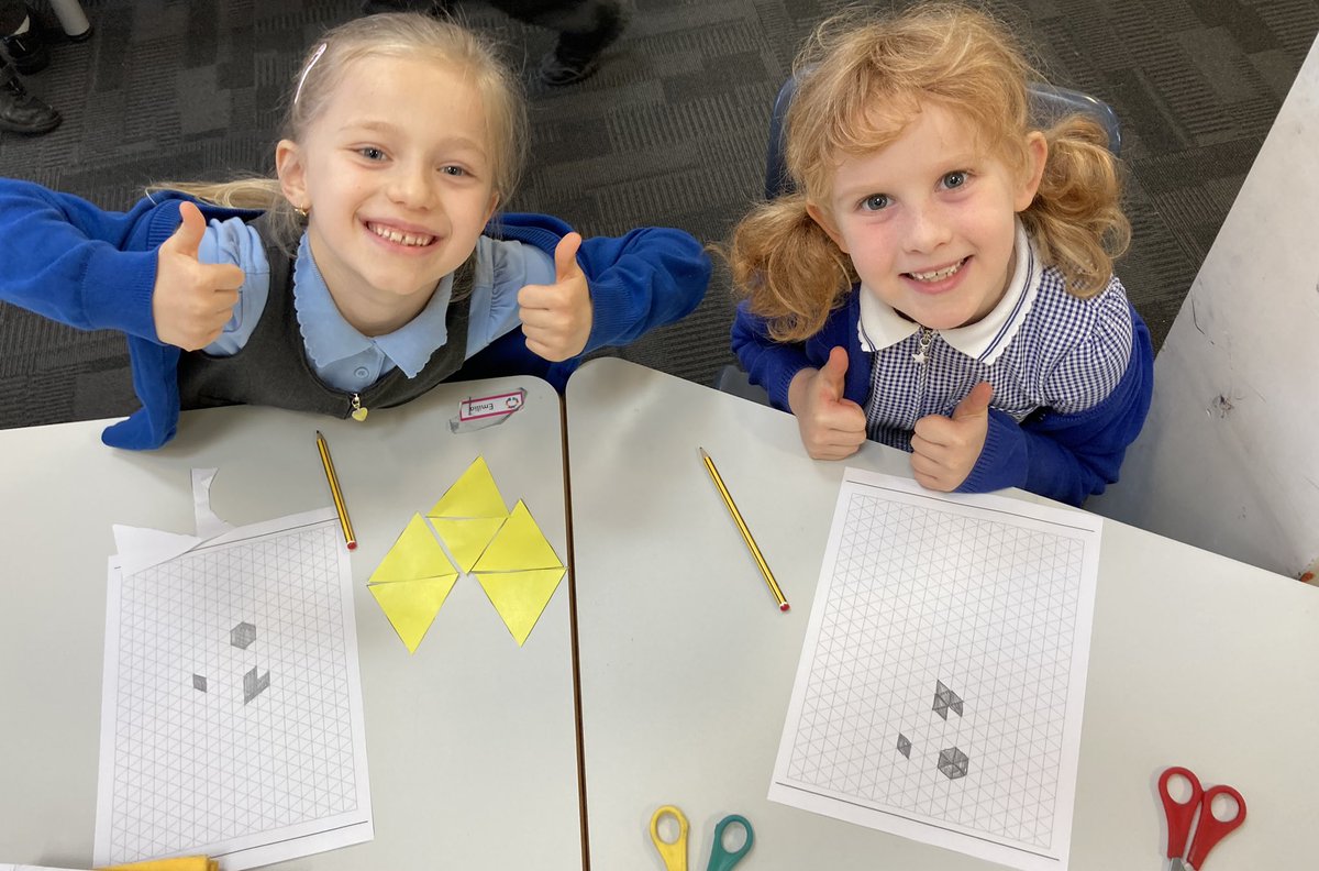 Y3WFA's tweet photo. #wfamathematicians have been exploring geometry as part of our first ever #CLFBigDayofMaths ! What can you make with 6 equilateral triangles? #habitsofmind #curious #imagining #collaborating #specialising #BeingAMathematician  @Cabotfederation https://t.co/wGVLalu8QD