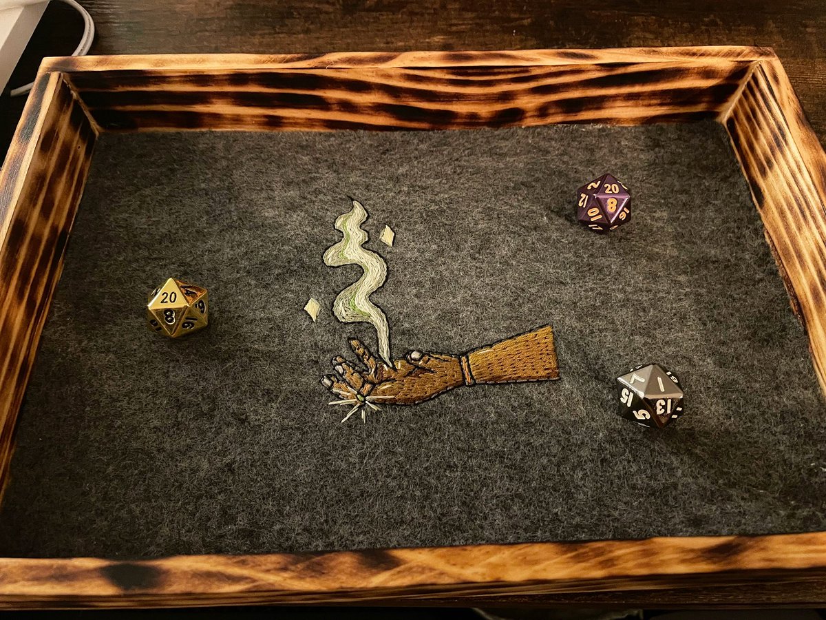 JCowley23's tweet photo. I’ve started to make dice trays for DnD and other ttrpgs check out Quest’s End Trays on Instagram. I love these two and hopefully other people will also. #dnd #ttrpg https://t.co/9GrdO0E5kw