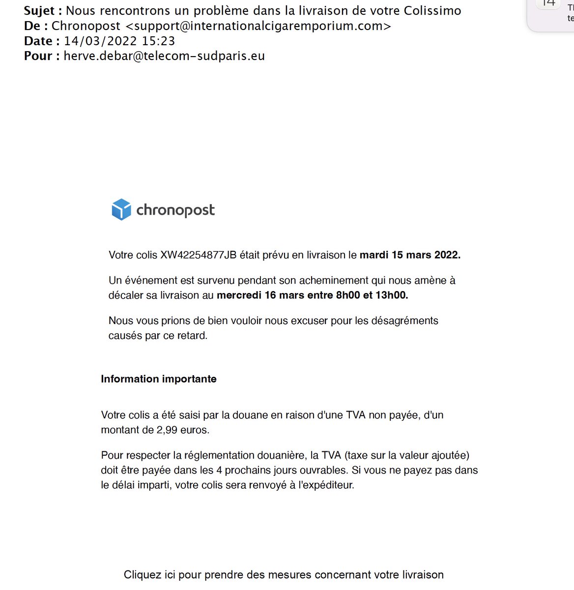 Yet another phishing scam :-(. Do you really think that I'm going to pay ?