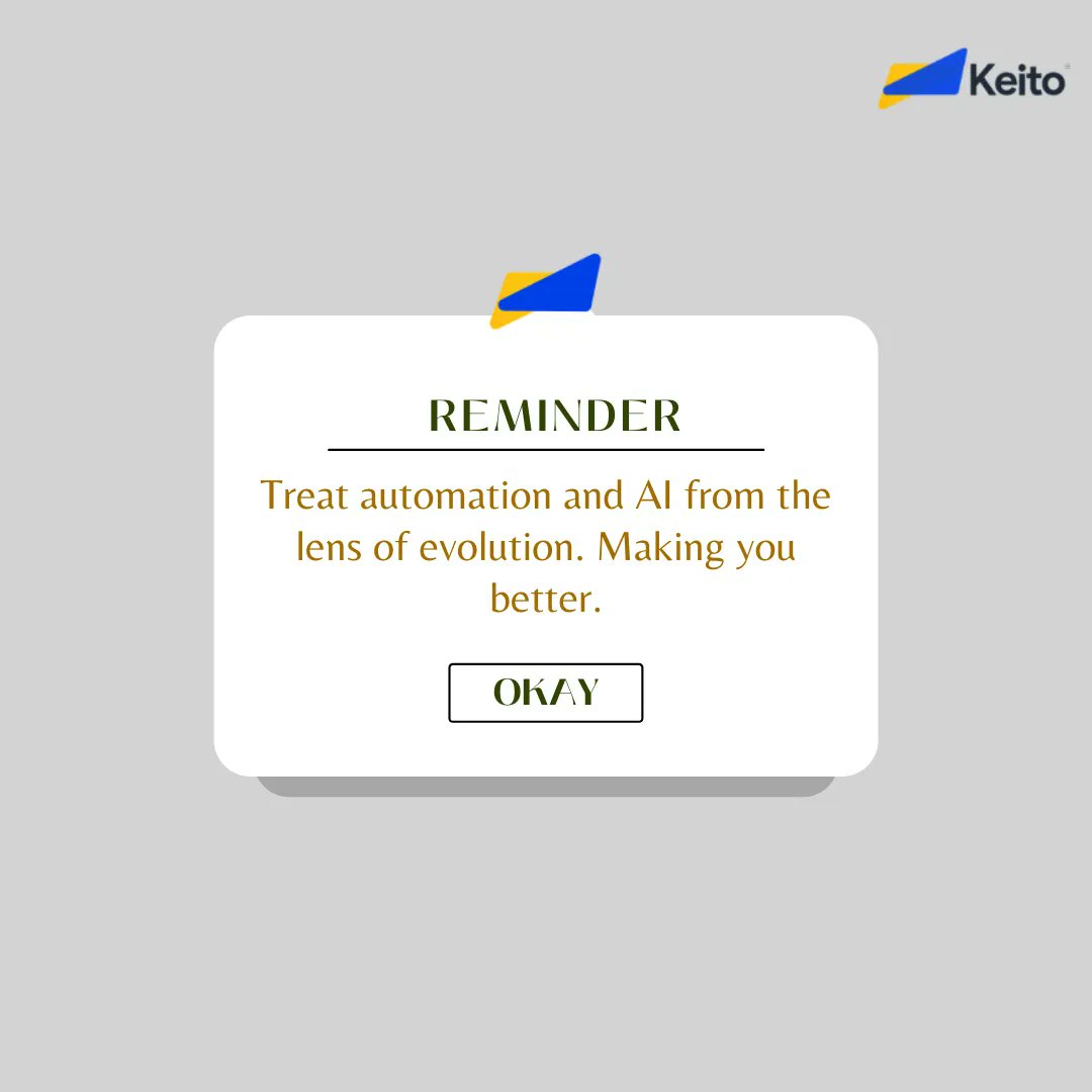 A gentle Monday reminder 👀 

#keito #mondayblues #gentlereminder #doyouknow #knowledge #automation #ai #artificialintelligence #technology #techworld #goodread #tech