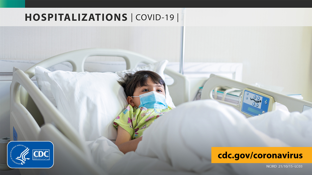 CDCgov's tweet photo. Young children can get severe #COVID19. January COVID-NET data show that COVID-19 hospitalization rates in unvaccinated children ages 5-11—while lower than other age groups—are 3 times as high as rates among children who are fully vaccinated. More: https://t.co/ikJpMcvyCb. https://t.co/Kbjmg9WNCc