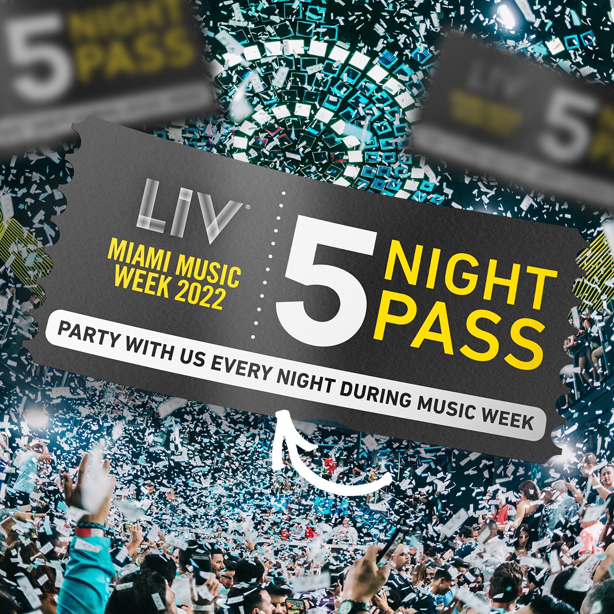 LIVmiami's tweet photo. Our three favorite words… MIAMI MUSIC WEEK⚡️Buy your 5️⃣ day pass NOW at https://t.co/2gI0nFs4oC https://t.co/VKvf6cogpc