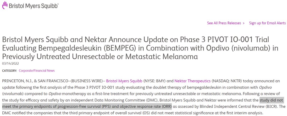 jasonlukemd's tweet photo. Major bummer that the #melanoma bem-peg (IL2) + nivo is a neg trial. Field opinion was split on this &amp; the minimal phase 2 development/monoRx was a red flag. Hope this does not halt the dev of novel IL2's &amp; other cytokines which are still promising. 
https://t.co/j1rlYkCuX4 https://t.co/k9ToUQcFBV