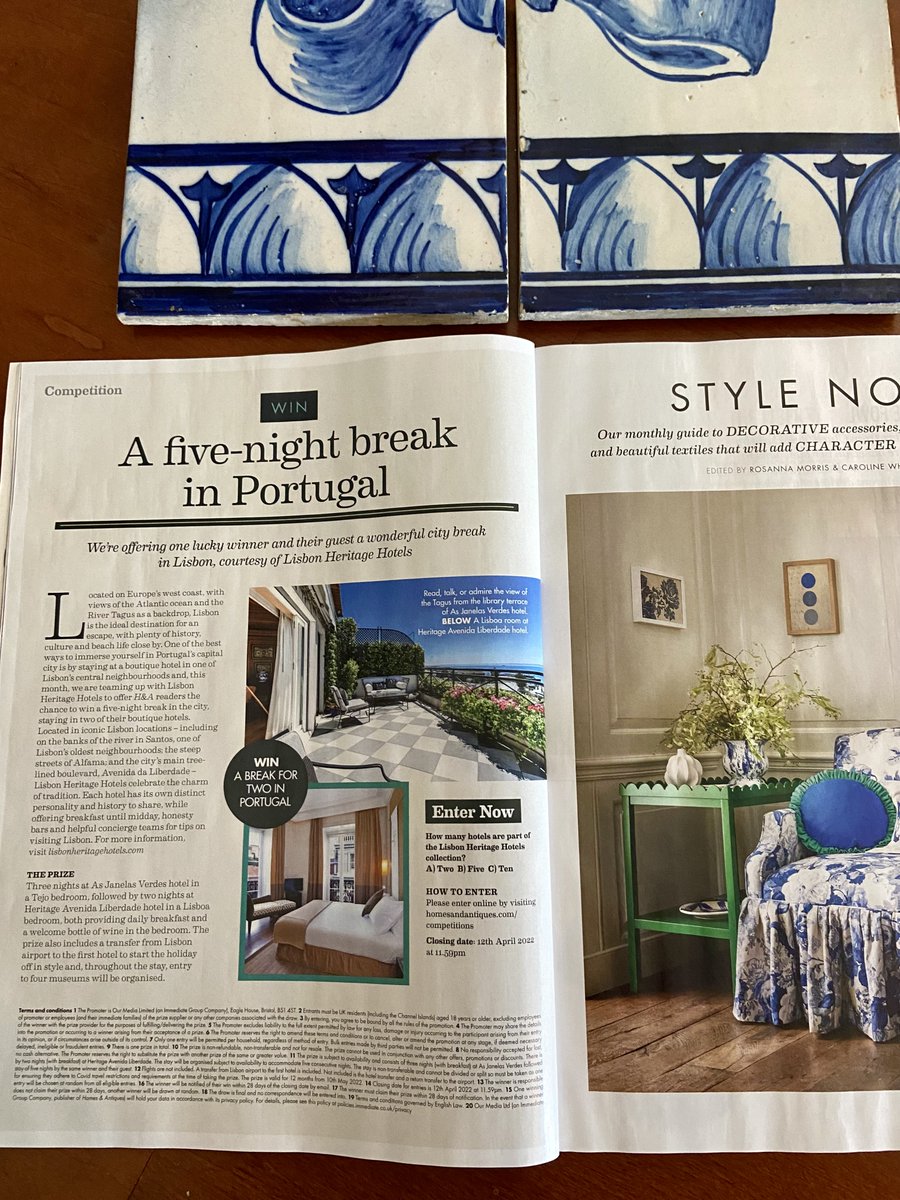 In the UK you can enter a competition with <a href="/homes_antiques/">Homes & Antiques</a> magazine which is out now to win a stay <a href="/HoteisHeritage/">LisbonHeritageHotels</a> homesandantiques.com/competitions/w…