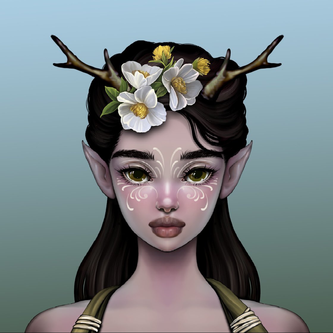 Just had my Fae revealed from <a href="/EnchantedNFTs/">Sifar Studios</a>!! The art on this project is absolutely amazing! I love the branch antlers with the daisies 🤩