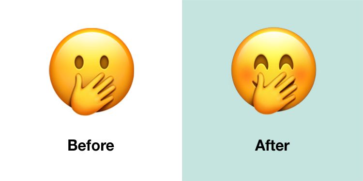 Emojipedia The New Open Eyes Amp Hand Over Mouth Emoji Look Familiar Ios 15 4 Updates The Original Hand Over Mouth To Match The Happy Expression Used By Other