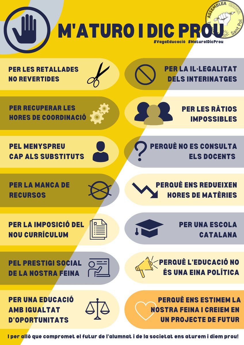 Periodistes que durant aquests dies us entesteu a explicar que la #vagaeducacio és pel tema del calendari, sigueu responsables amb el vostre compromís periodístic i expliqueu-ne les raons veritables <a href="/diariARA/">diariARA</a> <a href="/maticatradio/">El matí de Catalunya Ràdio</a> <a href="/tv3cat/">TV3 és ara @Som3Cat</a> <a href="/CatalunyaRadio/">Catalunya Ràdio</a> <a href="/rac1/">RAC1</a>  #proudemagogia