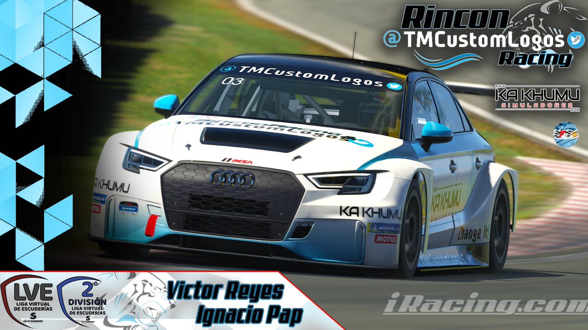 RACEDAY!🏁

Lunes 14 Marzo, fecha marcada en el calendario, empieza la #LVE! Y en <a href="/RinconRacing/">RinconRacing TMCustomLogos</a> ya avisamos, vamos con todo desde el minuto uno en la 2da división 🔥🔥🔥.

🙎🏻‍♂️<a href="/vreyesjr14/">VÍCTOR REYES</a> y <a href="/nachop88/">Ignacio Papp</a> 
🇮🇹 IMOLA.
🚗 Audi TCR.
⏰ 22:30hs 🇪🇸 
Suerte!💪

<a href="/TMCustomLogos/">TMCustomLogos</a> <a href="/Ka_Khumu/">KA KHUMU Simuladores</a>