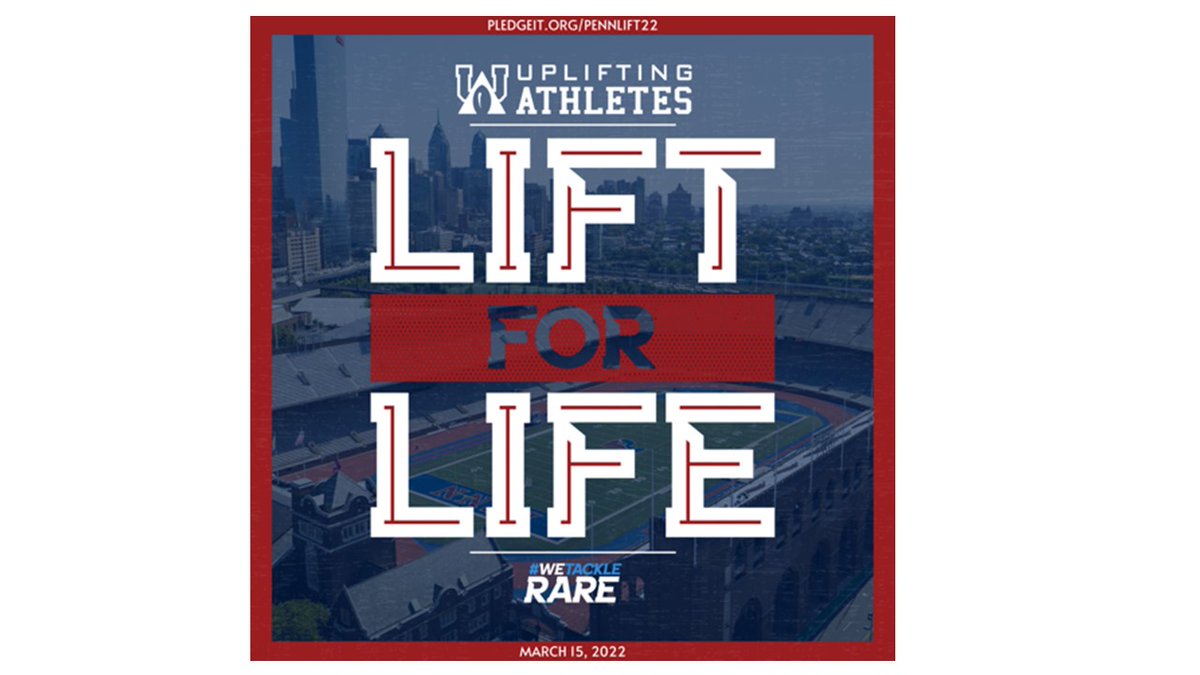 1 in 10 Americans are affected by #RareDiseases. Help @PENNfb make a difference as we compete in our <a href="/UpliftingAth/">Uplifting Athletes</a> #LiftForLife on March 15! Pledge per 225lb bench rep the offense averages to make every rep mean more! #WeTackleRare pledgeit.org/pennlift22