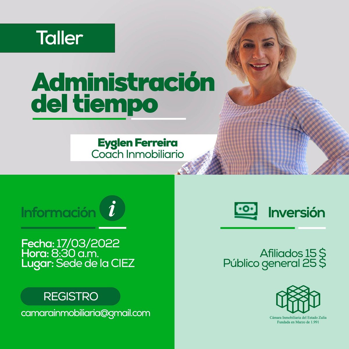 Participa en el taller Administración del tiempo, a través del cual podrías adquirir herramientas para optimizar tu rendimiento. Dictado por Eyglen Ferreira, Coach Ontológica certificada y experta en coaching Inmobiliario.