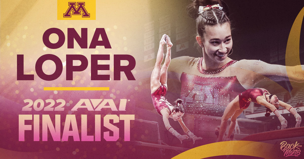 We're terribly proud to announce that Ona Loper has been named one of the six finalists for the 2022 AAI Award! 

The AAI Award is given annually to the nation's most outstanding senior gymnast!

📰: z.umn.edu/7knk