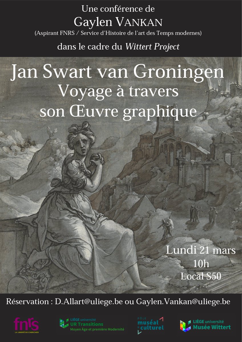GaylenVankan's tweet photo. CONFERENCE : Université de Liège, lundi 21 mars 2022, 10h

La semaine prochaine, nous parlerons des #dessins et #gravures de #JanSwart dans le cadre du Wittert Project (projet de recherches dirigé par @AllartDominique et @AntonioGeremic1)

Entrée gratuite sur réservation https://t.co/umpk1iS8h6