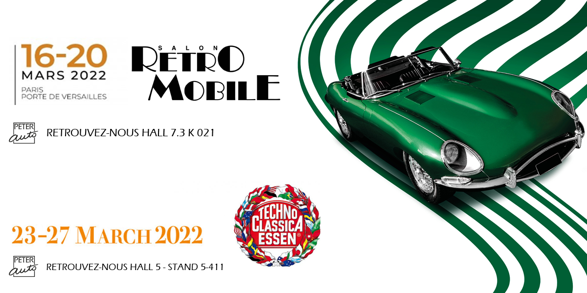 🙋‍♂️ Peter Auto est à Retromobile 🇫🇷 du mercredi 16 au dimanche 20 mars (Hall 7.3 K 021), puis au Techno Classica Essen 🇩🇪 du mercredi 23 au dimanche 27 mars (Hall 5 Stand 411). Concurrents, clubs, collectionneurs, journalistes et spectateurs sont les bienvenus sur notre stand.