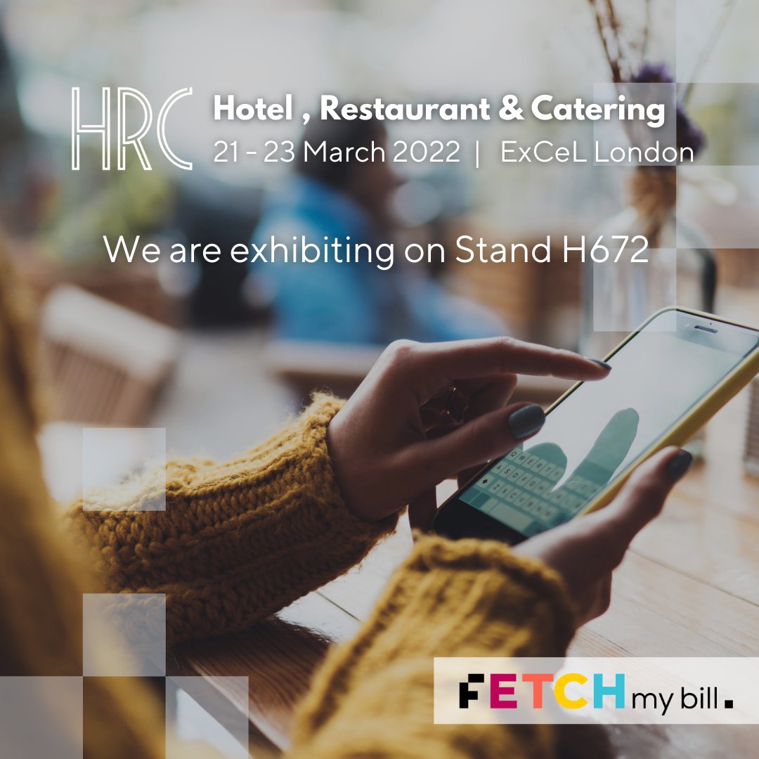 GroupFetch's tweet photo. We are delighted to announce that FETCHmybill is coming to the Hotel, Restaurant and Catering Expo from 21st to 23rd of March π€©
Weβll be exhibiting at Stand H672.
Click the link to know more-
https://t.co/IQ3JqvY7me
#qrpayments #hotels #event #expo #fetchmybil #fetchgroup #hrc https://t.co/Q64vN0zIvw