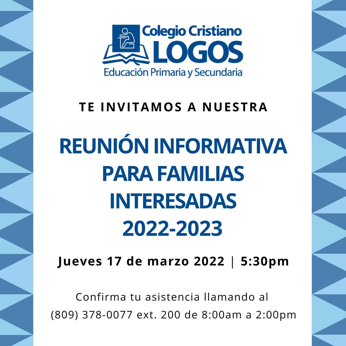 cclogos's tweet photo. Si quieres conocer sobre nosotros, te esperamos en nuestra Reunión Informativa este próximo 17 de marzo... Confirma tu asistencia en el (809) 378-0077
��Te esperamos! https://t.co/v4beKyUjIj