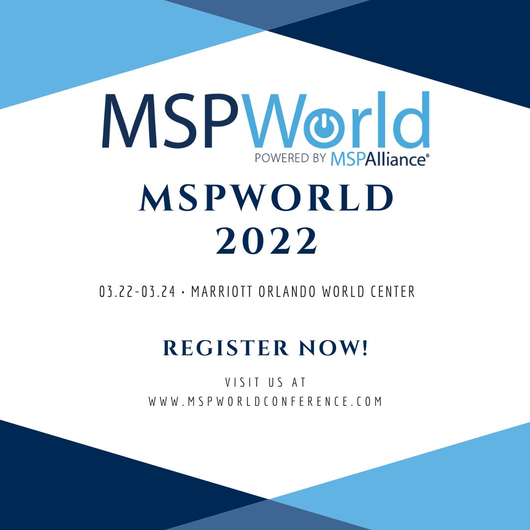 MSPWorld's tweet photo. Now is your chance to register for MSPWorld! We want you to join us in Florida NEXT WEEK so make sure you register today!

Register here: https://t.co/kHGEysyGUL

#mspworld #mspconference https://t.co/e5a7PcK0IA