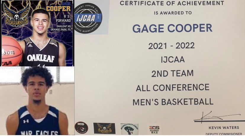 GeorgTsironis's tweet image. Congrats to 2021 Oakleaf Alum @GageCooper11_ on a great first season at prep school at Miami Sports Academy earning IJCAA 2nd Team All Conference honors. Great job Gage. #oakleafbuilt