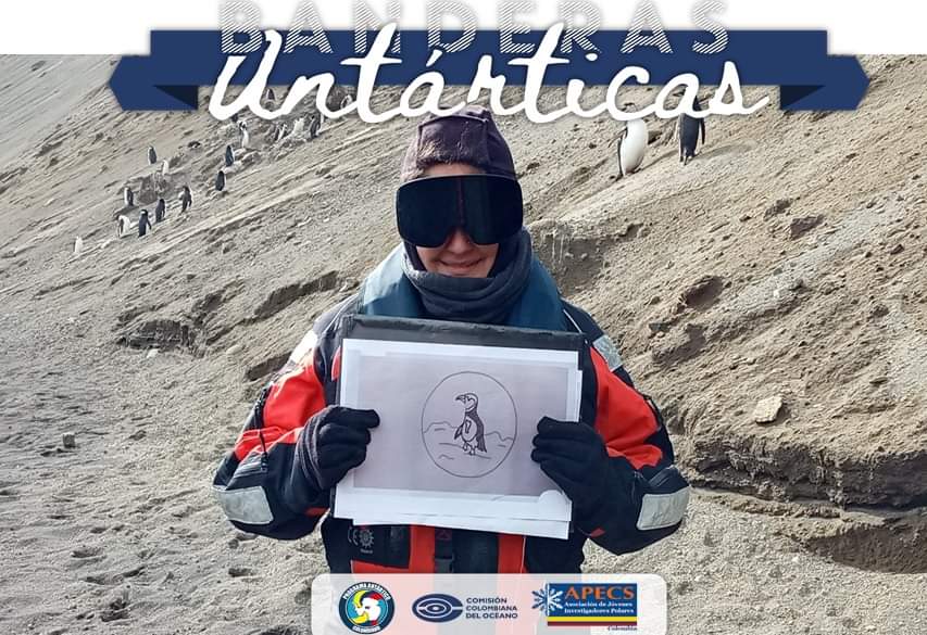 ApecsColombia's tweet photo. María Angélica Leal nos saluda desde Antártica sosteniendo la Bandera de Danna Audor B grado 801 #Colegio San José Sur Oriental los #docentes Norma Moreno, @luisfersua  y @eusoulaura16 apoyan esta #iniciativa #pedagógica que busca crear una identidad de Colombia con Antártica https://t.co/pAk7Hfvdtd