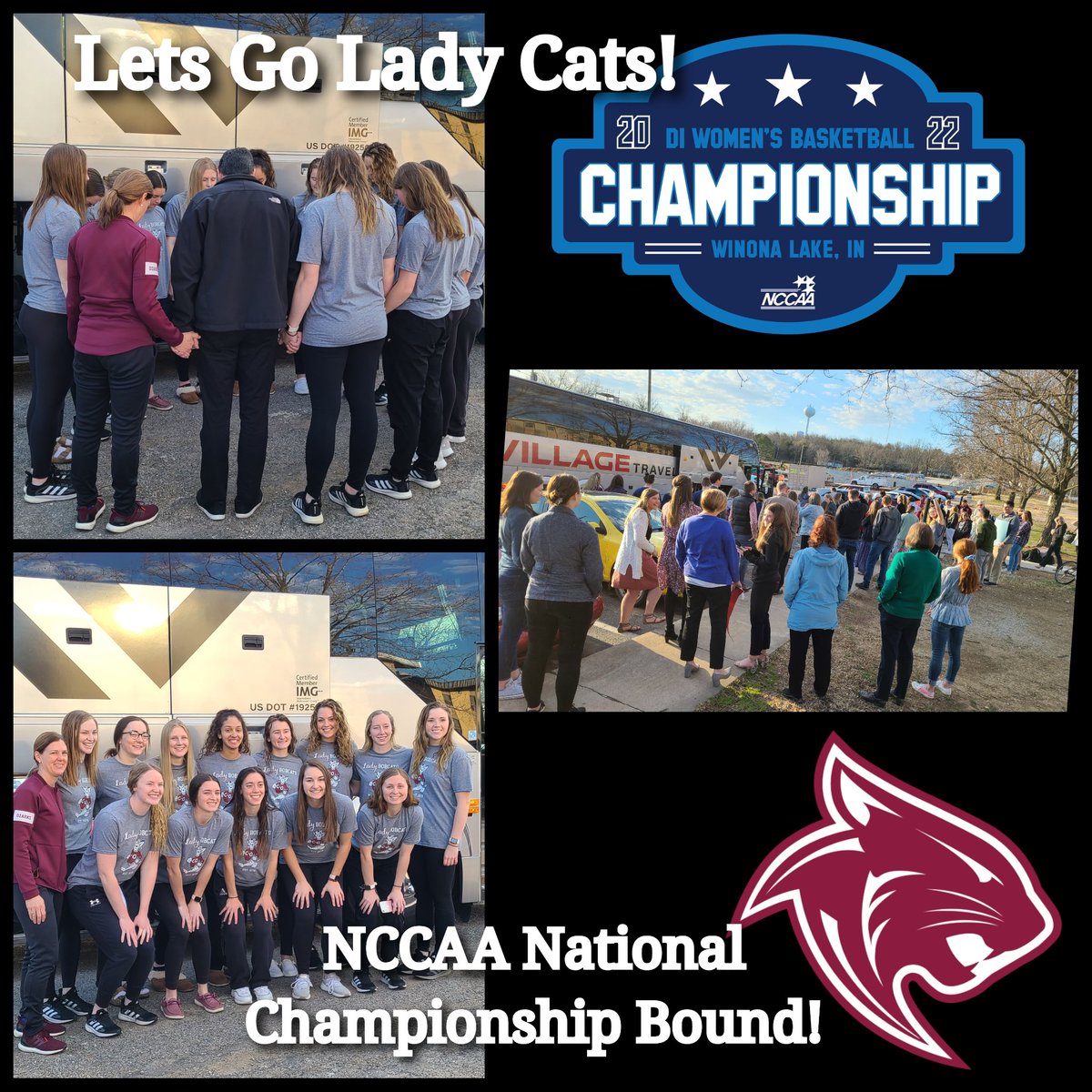 And....they're off! 

Our Lady Cats are headed to Winona Lake, Indiana for the NCCAA DI Women’s  Basketball National Championship Tournament!

Let's go Lady Cats!

#BobcatProud

<a href="/CofOLadyCats/">CofOLadyCats</a>