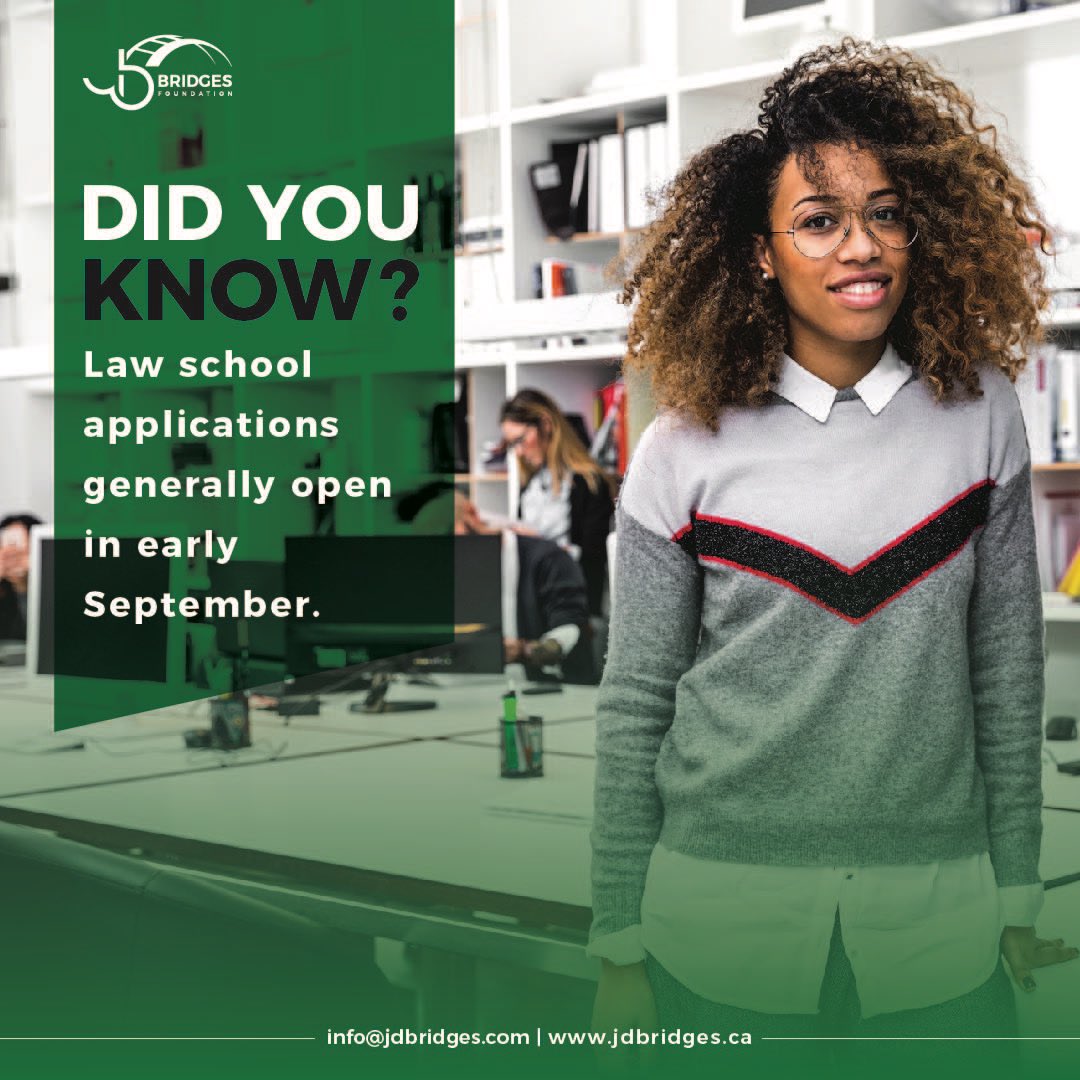 Most law schools begin accepting applications September 2022🗓

Our bursary recipients are paired with mentors who review draft personal statements to get applications ready for September!📝 

Apply to the JD Bridges Bursary today or sign-up to be a mentor📚
#applytoday #prelaw