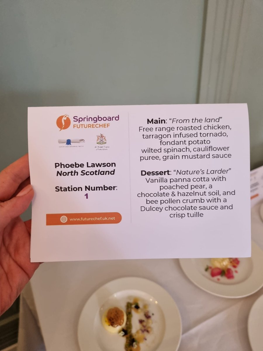 SBFutureChef's tweet photo. CONGRATULATIONS Phoebe Lawson on winning first place in the FutureChef National Final! Your free range roasted chicken, tarragon infused tornado, fondant potato,
wilted spinach, cauliflower puree, blew the judges away! We hope you enjoy your prize, sponsored by @SodexoUK_IRE  🏆 https://t.co/9YJvfM41F3