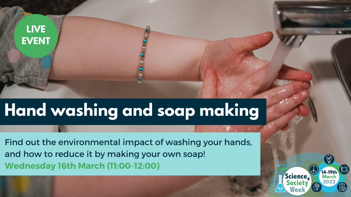 S4SWeek's tweet photo. What’s on tomorrow for #S4SWeek2022?👇

Looking at the theme #ClimateChange, #Consumption and #Waste...🌍🛍

Briony Maskell will explore the environmental impact of washing your hands and show you how to make your own soap! 🧼

Join us at 11 am ⏰👉 https://t.co/CJLgRB8tHA https://t.co/rlDT7gcxAi