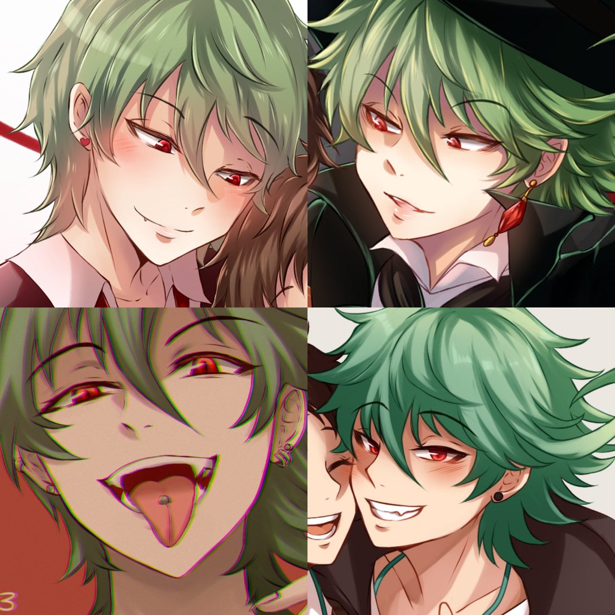 ca3_crazyanime3's tweet photo. Not to be dramatic but Tanaka Strike has officially given Sakuya Watanuki earrings again outside of his prototype version and omg my headcanon is now true!! 😭💚💕 https://t.co/QteFInY7sl
