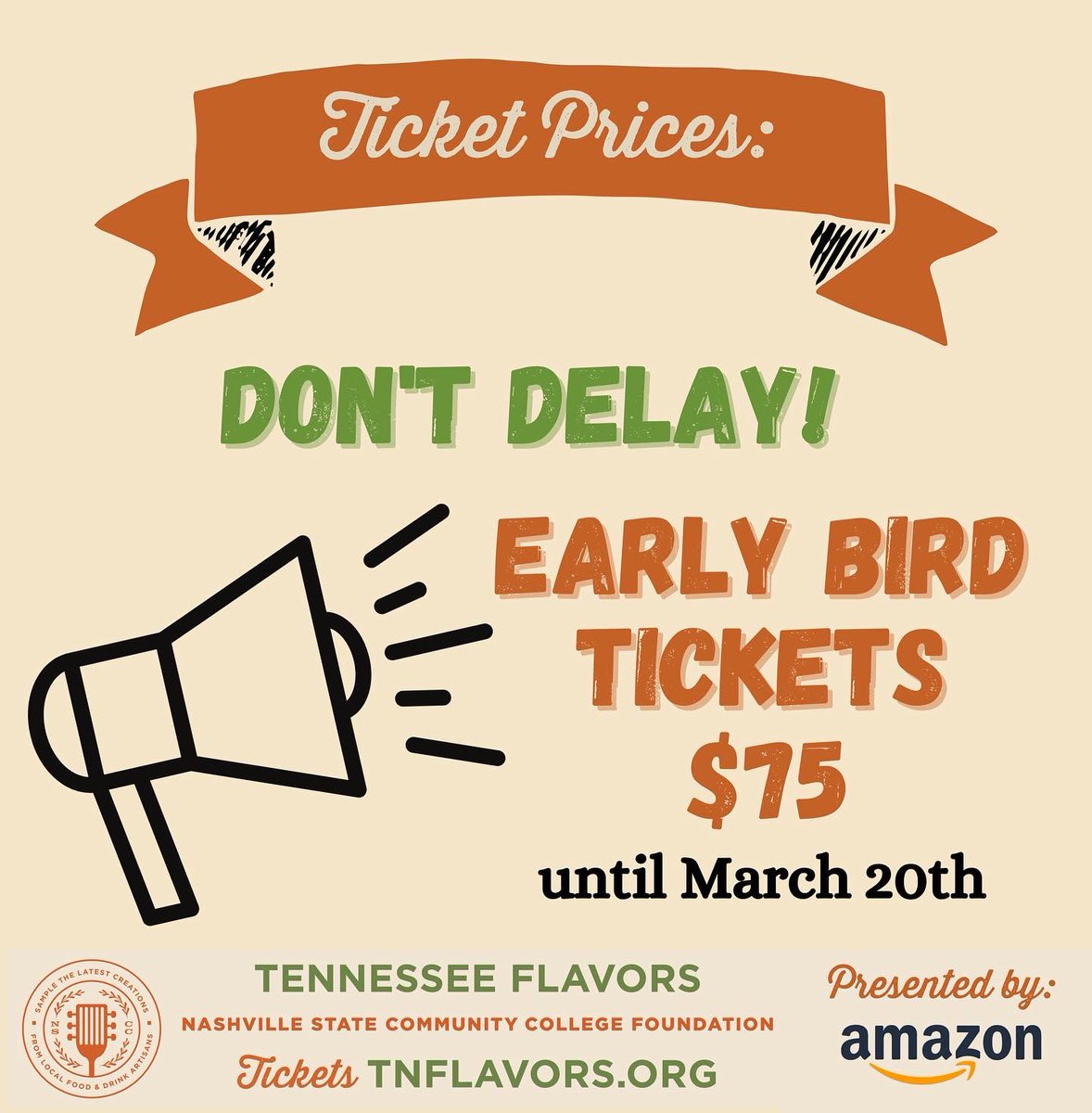 NSCCFoundation's tweet photo. ✨Last week to get early bird pricing for @TNFlavors✨
Don’t delay, get your tickets today at https://t.co/AAjDc4midY!
#tnflavors #amazon #presentedbyamazon #nsccfoundation #NSCCFamily #nashville #nashvilletn #nashvillefood #nashvilleeats #musiccity #explore615 https://t.co/DBx5R8G3kE