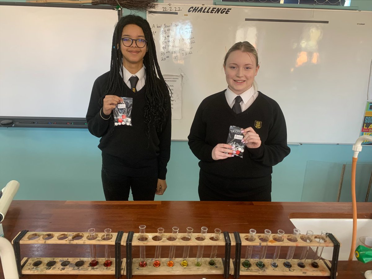 bostongrammar's tweet photo. Excellent effort from the girls for #BSW22 - 1st place for making a pH rainbow in #chemistry and the prize was #Molymod always a winner #STEM @SCIENCE_BGS https://t.co/ffYzf1Itbe