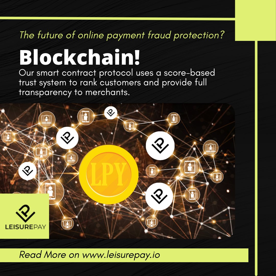 LeisurePayHQ's tweet photo. Receive the peace of mind our enhanced security brings to your business!
Learn more ➡️ https://t.co/yi9iQnuC0V
$LPY #LeisurePay #Cryptocurrency #BTC #BNB #chargebackfraud #SmartChain https://t.co/E6DrXMmqmx