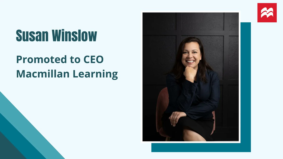 MacmillanLearn's tweet photo. Susan Winslow Promoted to Macmillan Learning CEO. 

#education #highered #edtech #WomenInSTEM 

https://t.co/ZXfBz1jXKV https://t.co/ieHX5awdco