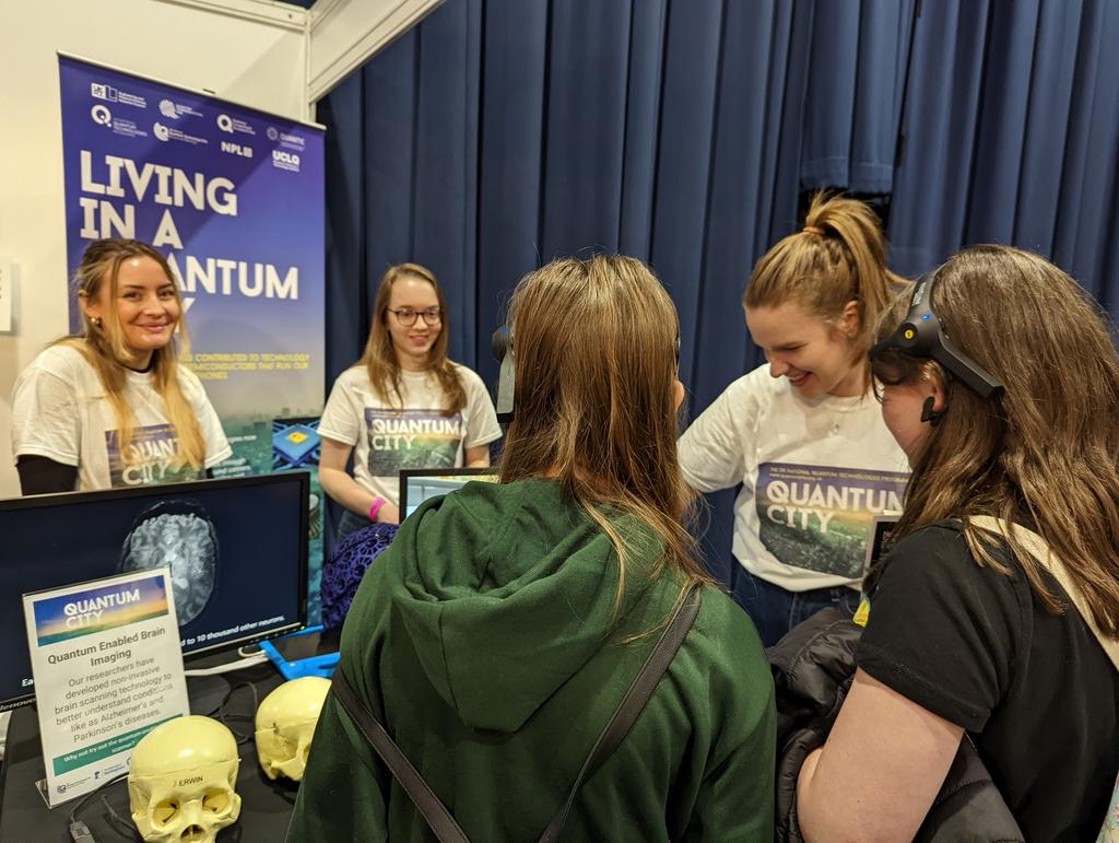 Quantum_City's tweet photo. And that's the end of schools' day! We've had a brilliant time at #NSLManchester meeting lots of new people & talking about the many applications of #quantum #technologies. It's been fab to be back at an in-person event, looking forward to more in the future! https://t.co/yuH8aK1bqi
