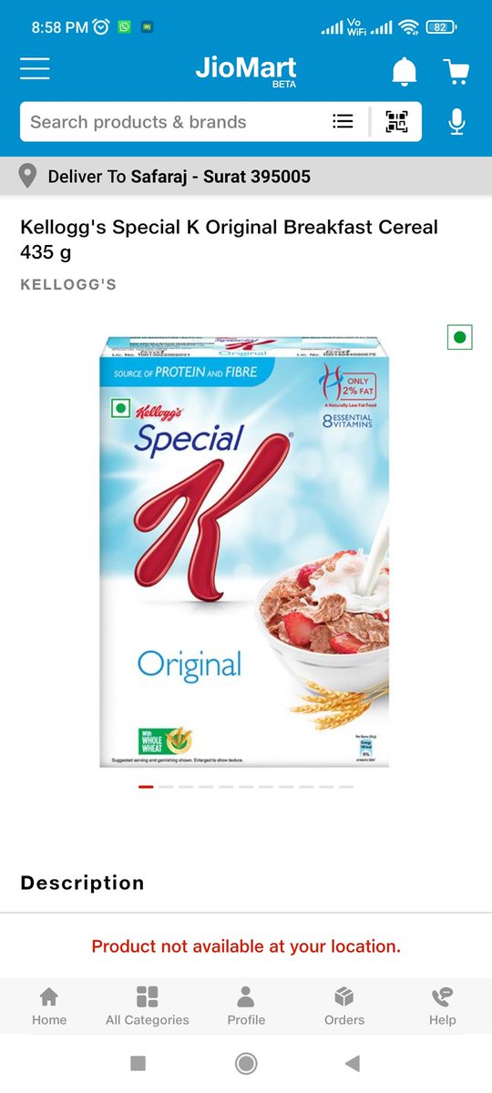 sgk84's tweet photo. @JioMart_Support It is observed that many common used items by reputed brands are not available on online store menu which are available at local jio Mart store. 
Give your concern is this correct. 
Example I have attached. 
K special, 
Nuttela etc. https://t.co/uU4QoGSNM9