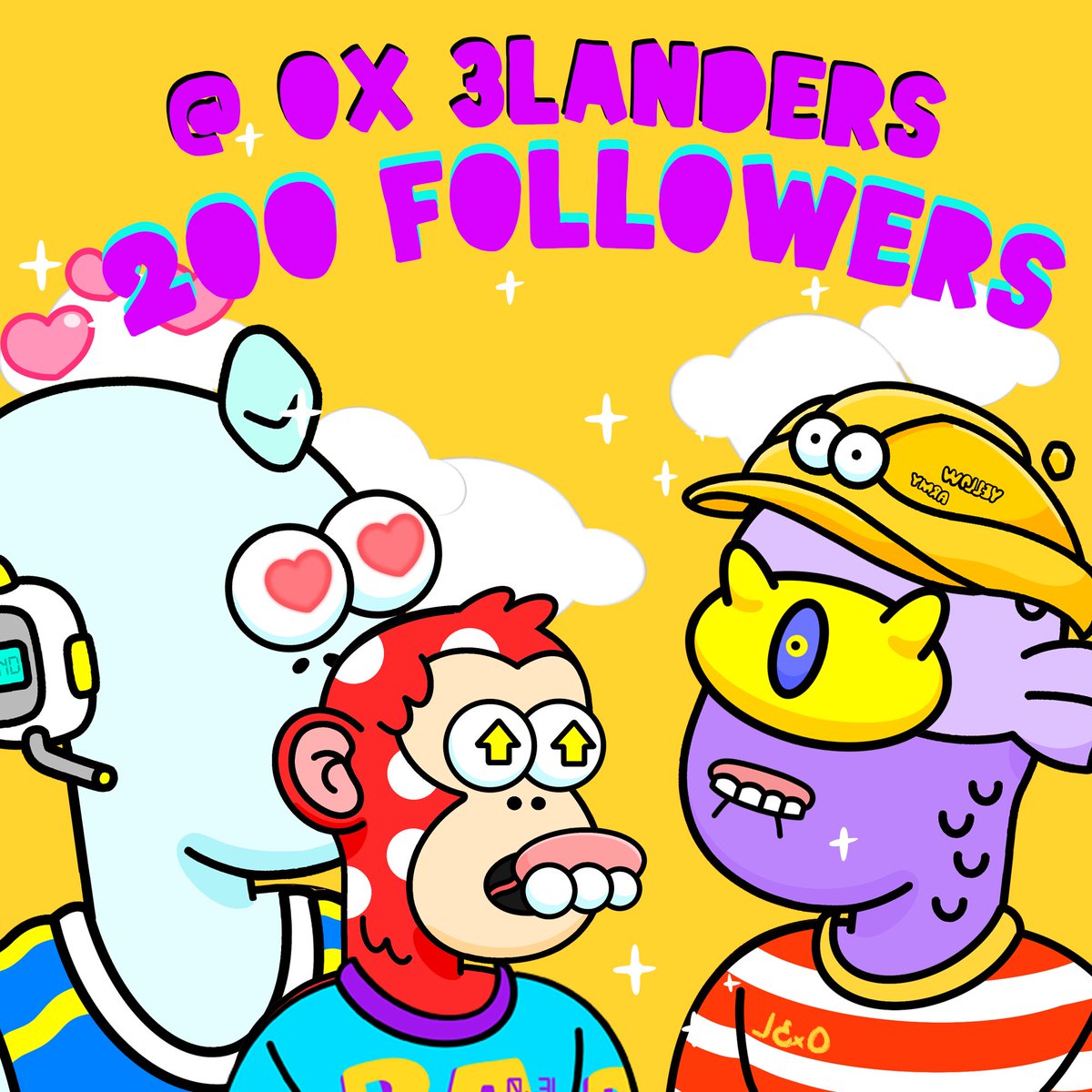 0x3LandersV1's tweet photo. ๐200 FOLLOWERS CELEBRATION๐
Reward: 1 animated Viking 0x3Landers
If you:
- RT + โฅ๏ธ
- Tag friend ( every tag is an extra entry)
- Join https://t.co/HfUxqBjHD4 (many reward here)
โฐ48 hours
#NFTGiveaways #3landers #YellowArmy #0xApes_NFT #0xSharks #0xMAYC #0xBAYC #NFTCommunity https://t.co/TGcnVBmVi8