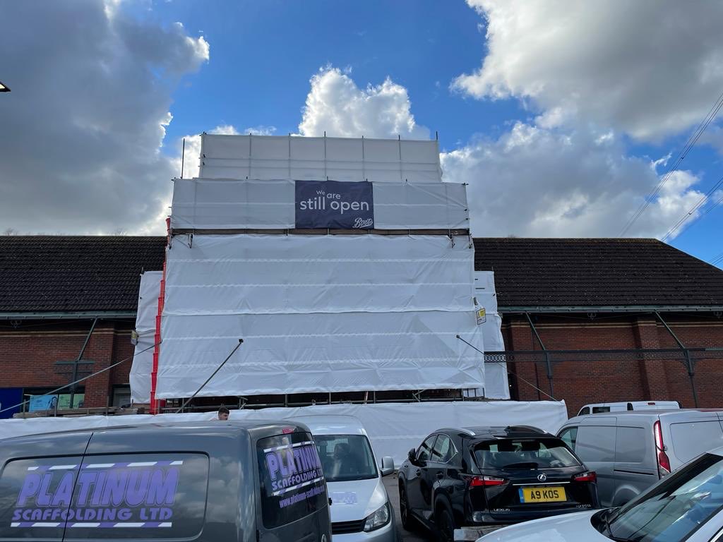 PlatinumScaff's tweet photo. Scaffold to Boots, Cheshunt Retail Park completed today. https://t.co/qJ0G904C8f