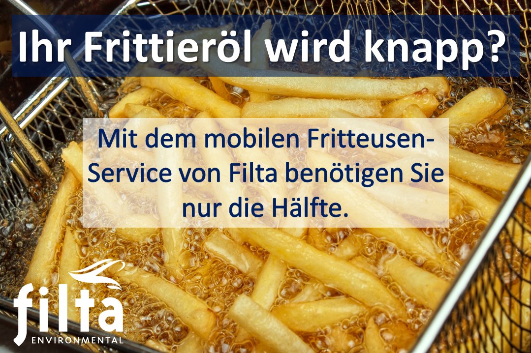 FiltaFryEurope's tweet photo. Mit unserem mobilen #Fritteusen Service können Sie Ihr #Frittieröl doppelt so lange nutzen und verbrauchen somit nur noch die Hälfte. Wir kommen in Ihr #Restaurant und filtrieren es mit unserer patentierten mobilen #Filtermaschine so fein, dass Sie es wiederverwenden können. https://t.co/gVvMUiz59b