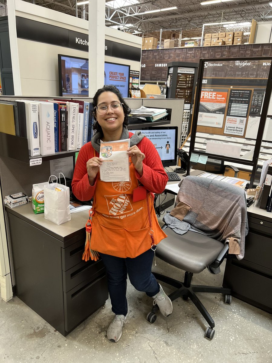 Shoutout to our Kitchen designer Ocxana! 3 Credit Card applications and a bath lead in the same week! Way to go Ocxana keep it up! #HomerBadge #0263proud <a href="/thayer_eric/">EricThayer</a> <a href="/thd_cj/">Cj Buckland</a> <a href="/patrick_vaught/">Patrick Vaught</a> <a href="/OvidioGuzman77/">Ovidio Guzman</a> <a href="/SierramsHD/">Sierra Soto</a> <a href="/Debbie0721/">Debbie Green</a>