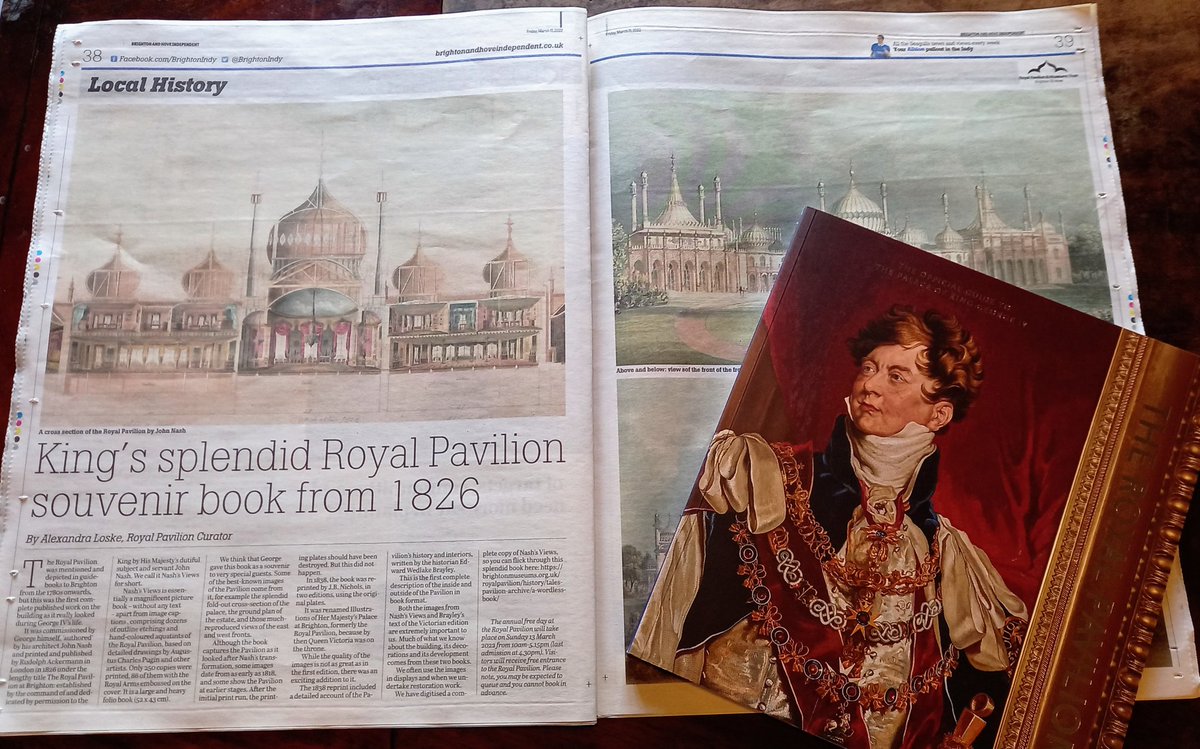 Saschaloske's tweet image. .@BrightonMuseums is all over this week's @BrightonIndy again: a piece about the colourful @tattydevine exhibition at Hove Museum and a spread on the gorgeous 1826 picture book of the Royal Pavilion, commissioned by the King. See the whole book here: brightonmuseums.org.uk/royalpavilion/…