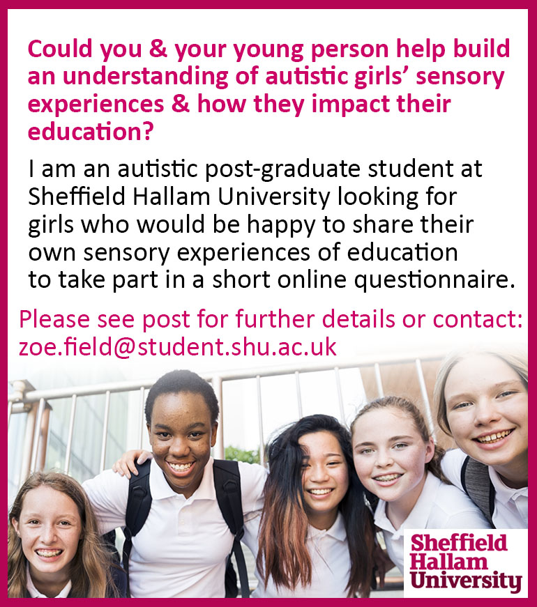 zoblerone's tweet photo. I'm still looking for parents &amp; autistic girls in the UK between 11 and 17 years to share experiences (short questionnaire) of sensory differences in education https://t.co/NWA61xqxnc Pls do retweet if you think you might reach relevant people. https://t.co/D9VRDoZ8m2