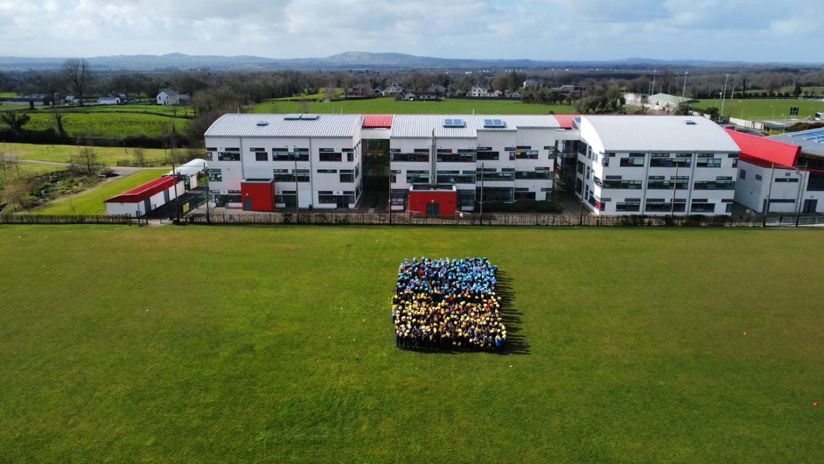 STNDoon's tweet photo. Well done to all involved in recreating the Ukrainian flag on the school pitch today. Ukraine we stand with you. @STNDoon https://t.co/gAkx1t5TeV