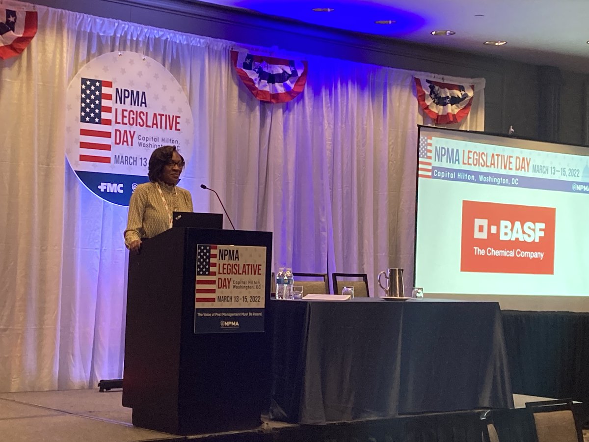 NationalPestMgt's tweet photo. Faye Golden is introducing our next program - Results of PCT Wage and Compensation Survey sponsored by BASF! #NPMALegislativeDay #PestControlisEssential https://t.co/bGQVJnf13l