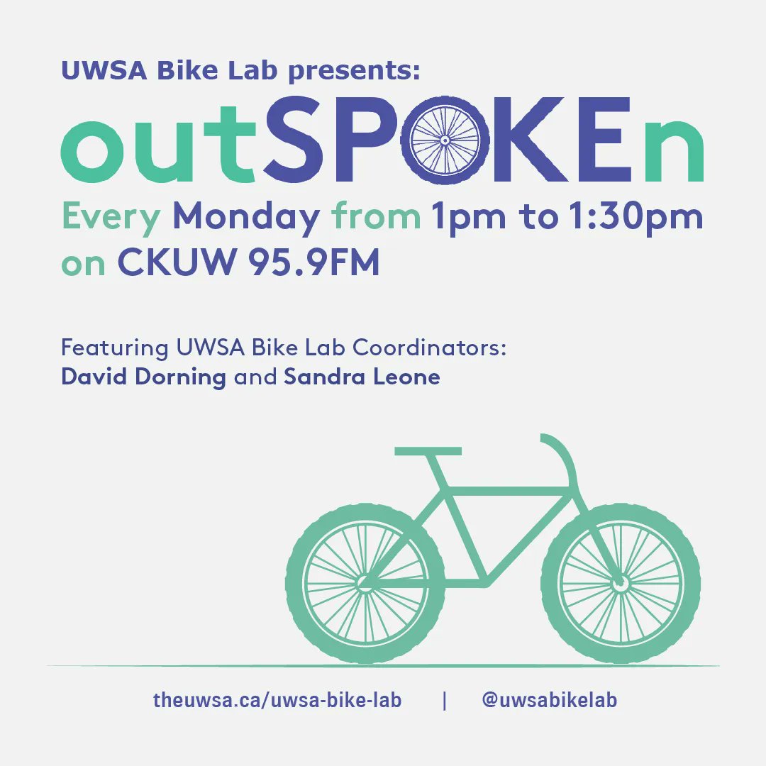 UWSABikeLab's tweet photo. Tune into CKUW 95.9 today at 1pm to listen to outSPOKEn! https://t.co/V5RysTapWG