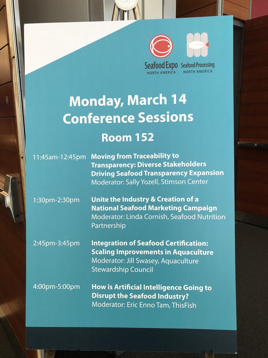 StimsonEnvSec's tweet photo. We are almost underway at @SeafoodExpo_NA at @StimsonEnvSec Program Director Sally Yozell’s panel ‘Moving from Traceability to Transparency’ in Room 152. https://t.co/3x60z6aU1I