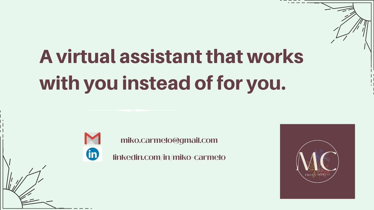 carmelo_miko's tweet photo. Virtual Assistant works at any place remotely but will always be present to help and guide you all throughout with just one call away.📞
Contact us
miko.carmelo19@gmail.com
#mikocarmelo
#MC
#yourva
#myfreelancingjourney
#workingmom
#reliableva
#valife
#virtualassistantonecallaway https://t.co/HCTIrsJdzk