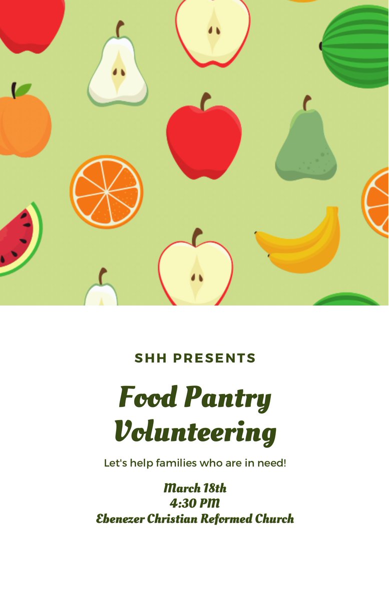 Hey SHH members! This Friday we have a volunteering opportunity available, more details are on the flyer! 😇
