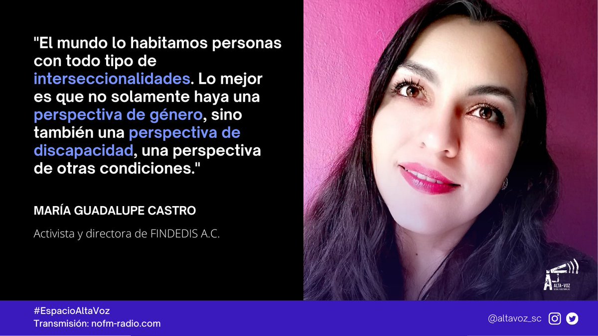 Hoy en #EspacioAltaVoz escuchamos a @JauneLu de <a href="/findedis/">FINDEDIS A.C.</a>, quien nos hablará sobre la lucha contra las desigualdades que viven las mujeres con discapacidad, en el marco del #8M. 

Sintoniza <a href="/nofm_radio/">NoFM Radio</a> a las 12:30 pm

nofm-radio.com