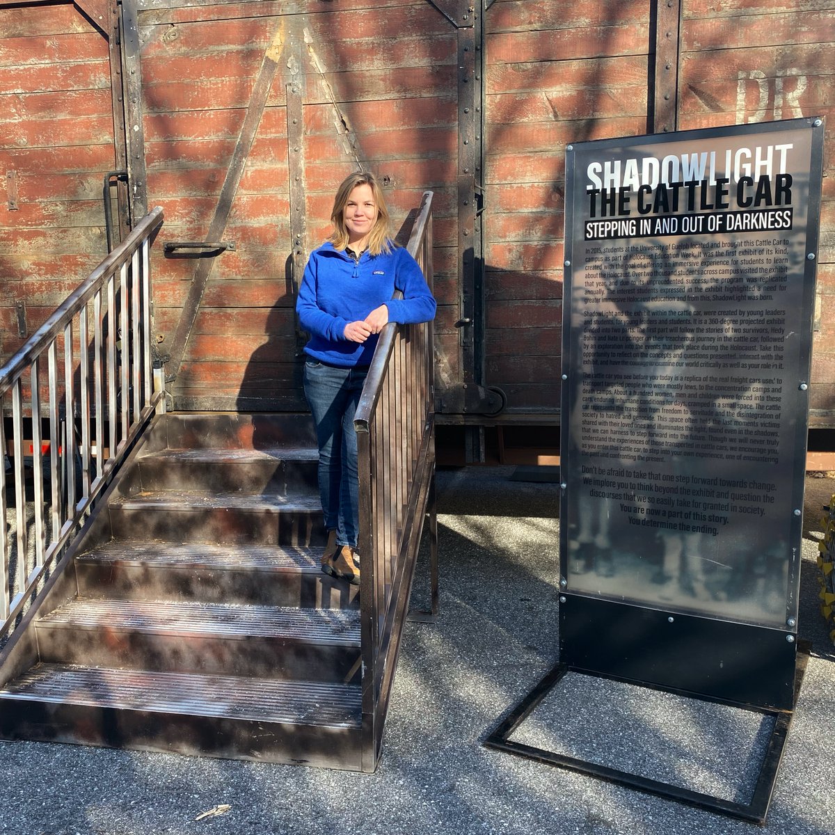 ElectKatieDean's tweet photo. Thank you to @my_shadowlight for a sobering and educational experience. The Cattle Car exhibit at @AshevilleJCC was a powerful point of remembrance of the Holocaust's atrocities and a sobering reminder that we must be ever vigilant. #avlnews #nc11 #ncpol https://t.co/HOqi6mqJGn